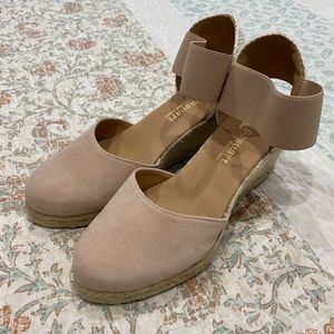 Blush slip on wedges